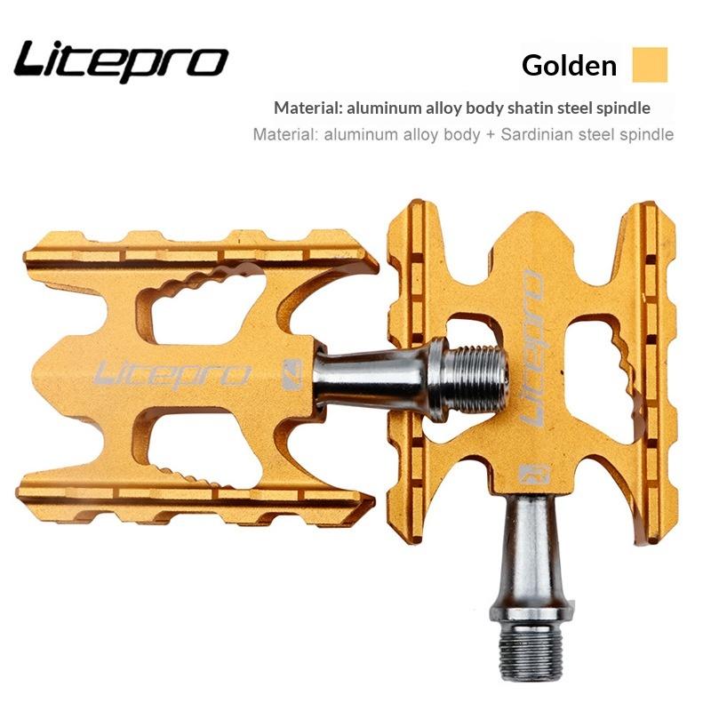 Litepro Lightweight Aluminum Alloy Bike Pedals Du Bearing Non Slip Pedal Pins Compatible With Folding Road Mountain Bikes Cyclin