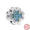 Four Leaf Clover Charms Fit Original Pantaro Bracelet For Woman DIY Zircon Making 925 Sterling copper  Green Series Beads Gifts