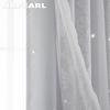 A Set of NAPEARL Grey Hollow Star Blackout Curtain and Lace Sheer Curtains Double-layer Short Curtains for Living Room Bedroom Home Decor