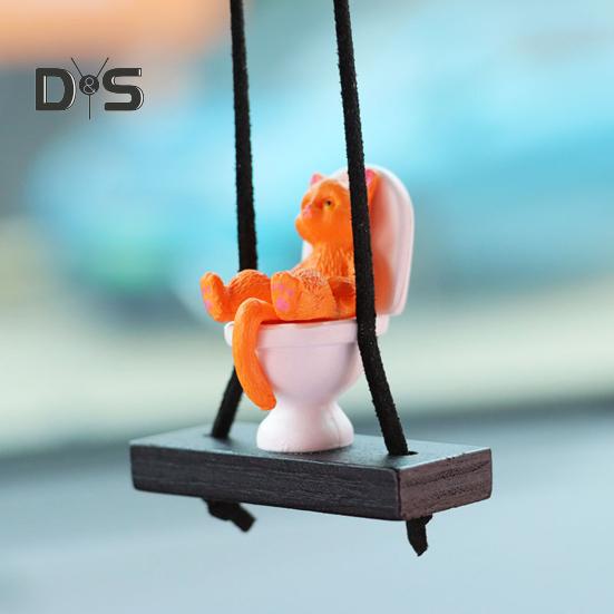 Toaleta Kot Samochód Wisiorek Ozdoba Wisząca na Lusterku Wstecznym ze Sznurkiem Humorystyczne Akcesoria do Wnętrza Samochodu