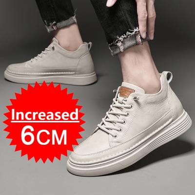 Genuine Leather Men 6cm Height Increasing Tennis Male Casual Shoes Slip On Loafers Outdoor Luxury Tennis Plus Size 36-47