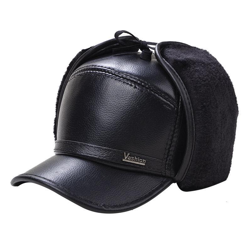 

Мужская зимняя бархатная шапка с защитой ушей - теплая, толстая кожаная кепка-утконос One Size