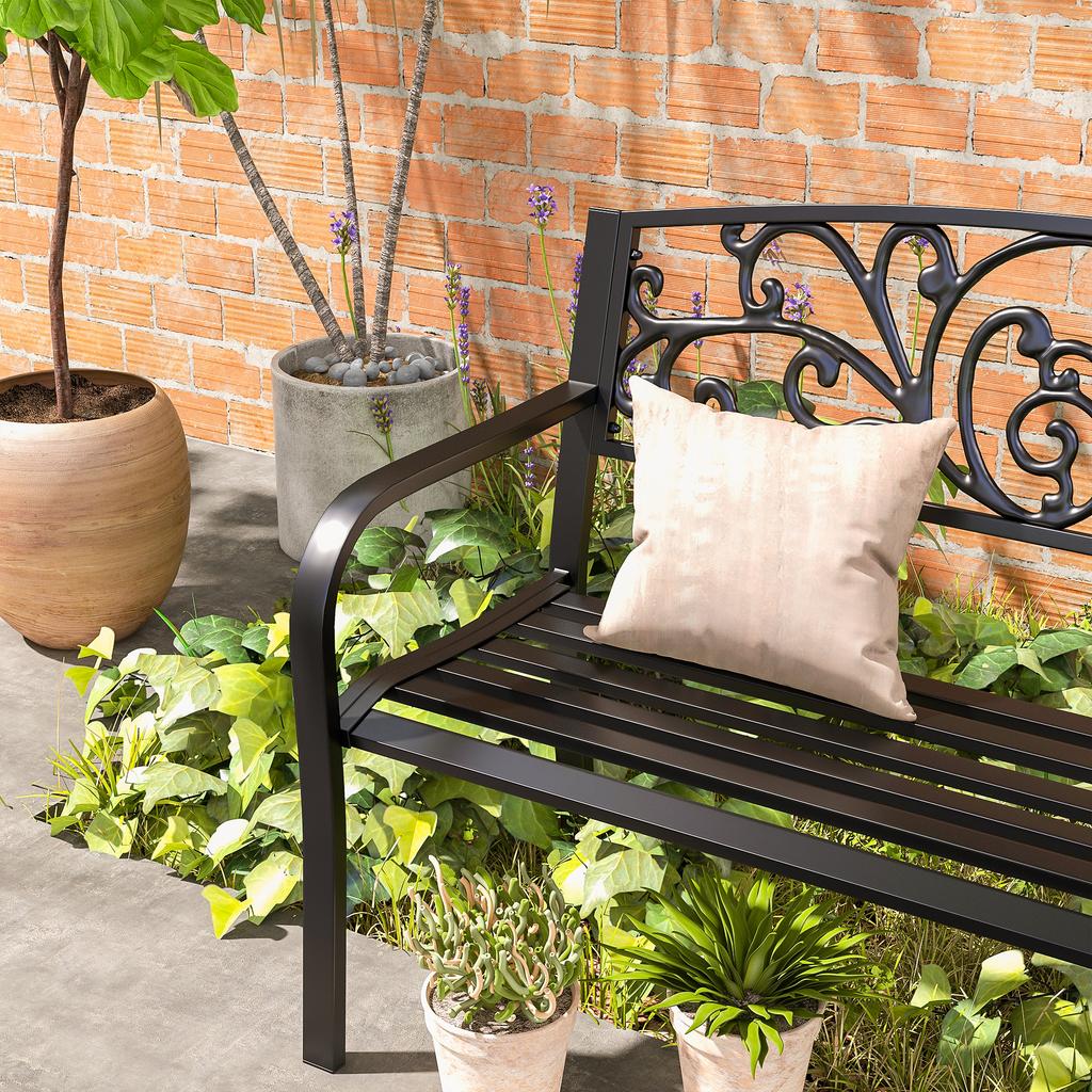 2-Seater Garden Bench, Steel-Black