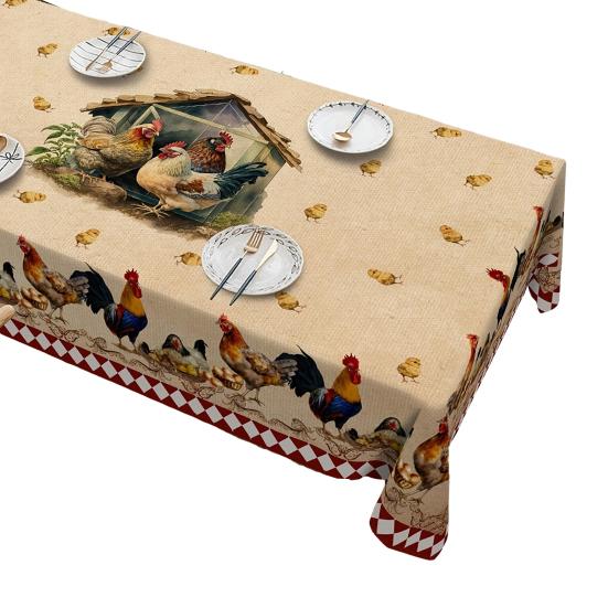 Christmas Tablecloth Winter Snowman Xmas Tree Wreath Design Rectangle Tablecloths Washable Fabric Table Cover