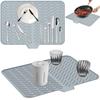 Dish Drying Mat-Silicone Drying Pad Kitchen Counter Dining-table Non-Slip Drain Pad Anti-scald Pot Cup Pad Kitchen Counter Tools