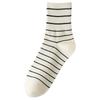 Women's Spring Mid-calf Socks, White Socks, Striped, Durable, Anti-pilling Long Socks, Casual Boneless Socks, Cotton Socks