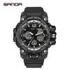 Fashion SANDA 6030 Men's Electronic Watch Outdoor Sports Multi functional Dual Display Waterproof LED Men's Electronic Watch