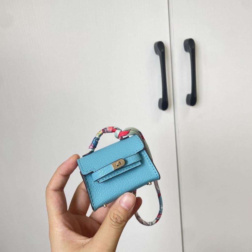 Bag Pendant Cute Earphone Bag Leather Car Keychain