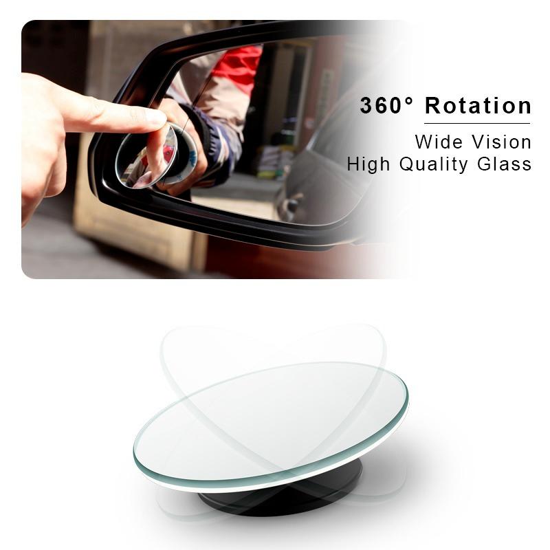 Frameless Car Blind Spot Mirror Wide Angle 360 Degree Adjustable Universal Auto Safety Driving Auxiliary Rearview