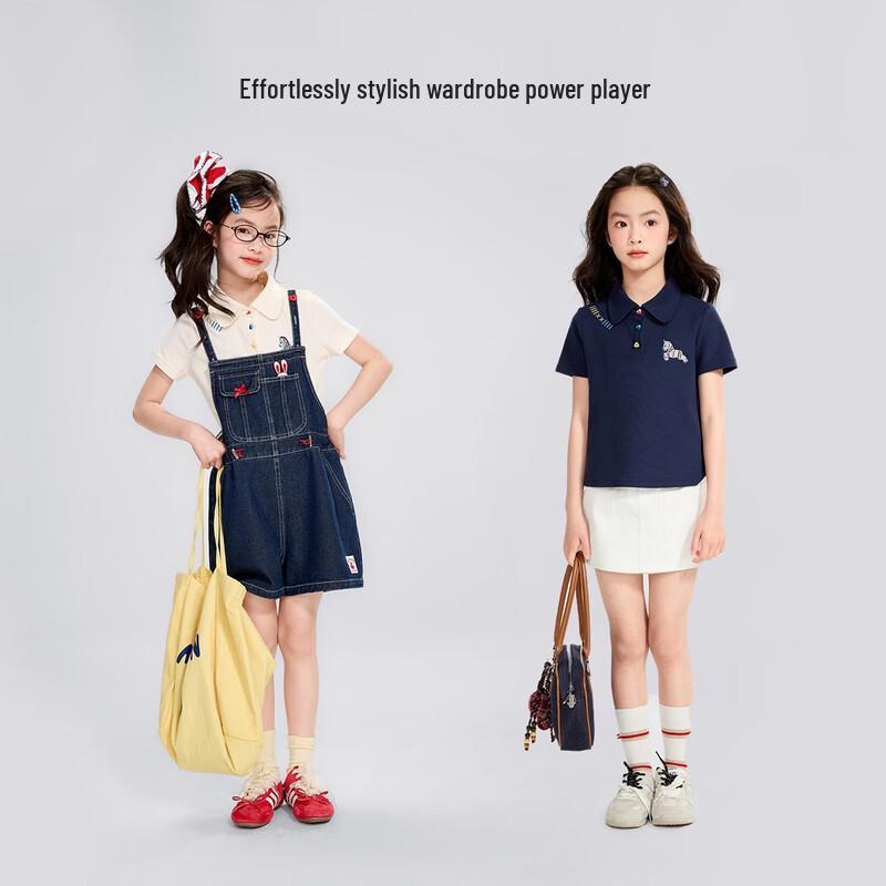 Girls' Embroidered Polo Short Sleeve T-Shirt