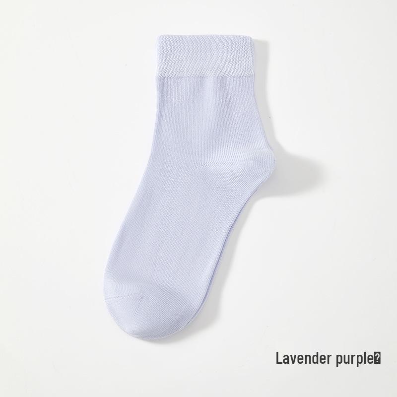 Women's 7A Antibacterial Mid-Calf Pure Cotton Socks - Sweat-Absorbent, Thick, All-Season Style.