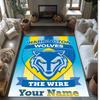 Warrington Wolves FC Printed Crystal Velvet Rug Non‑Slip Crystal Velvet Carpet For Sofa Bedroom Indoor Home Decoration