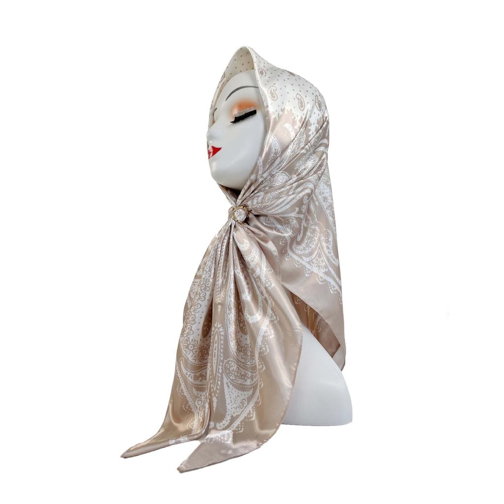 90cm Silk Scarf Ladies Large Square Scarf New Cashew Printed Turban Shawl Silk Scarf Silk Scarf Ladies Fashion