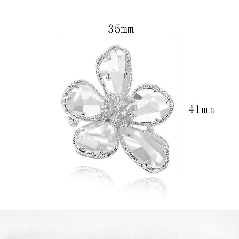 

Кришталева брошка-квітка, висококласна, вишукана та витончена шпилька для пальта срібний/білий