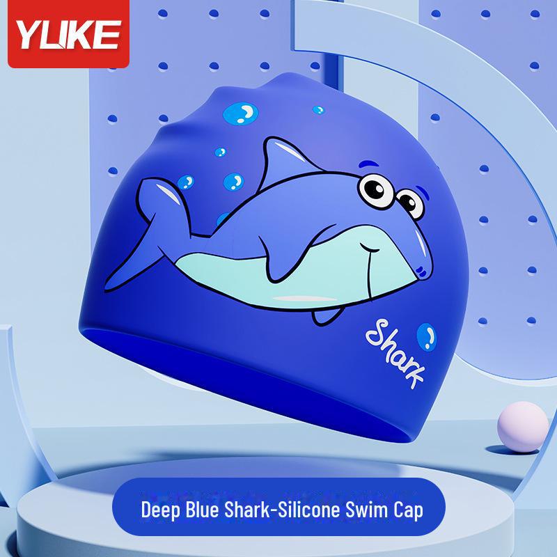 Ekte Yuke Tegneserie PU Vanntett Barnesvømmehette og Svømmebriller med Ørebeskyttelse
