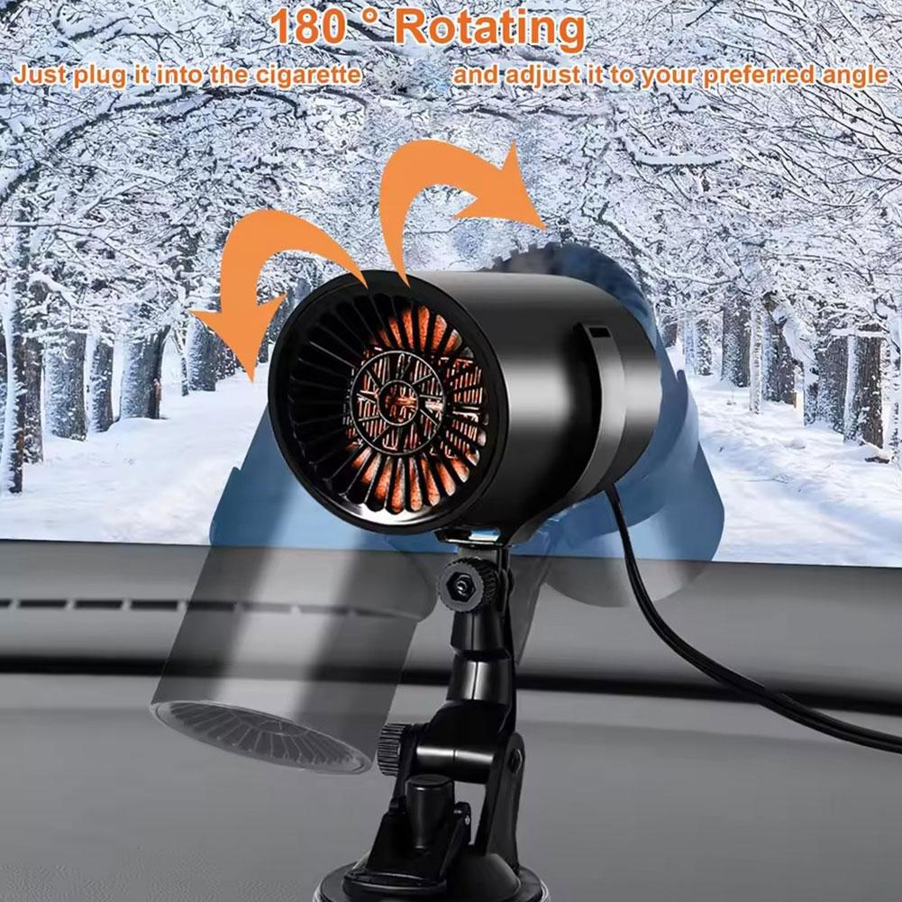 12V 150W Suction Cup Car Heater Windshield Defrost Defogger 2-in-1 Car Heat Cool 360° Rotatable Car Accessories