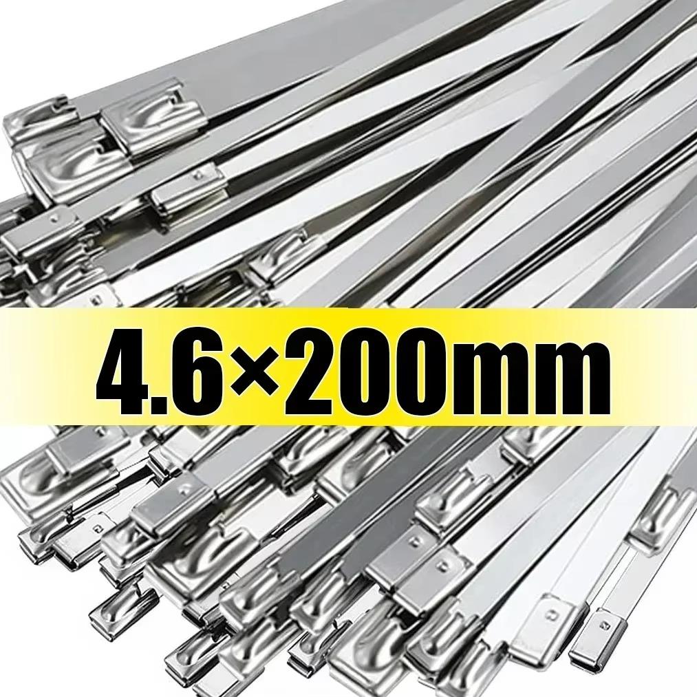 20/300Pcs Metal Zip Ties Secure Self-Locking Mechanism Stainless Steel Cable Ties for Exhaust Wrap Garage Outdoor Fastener