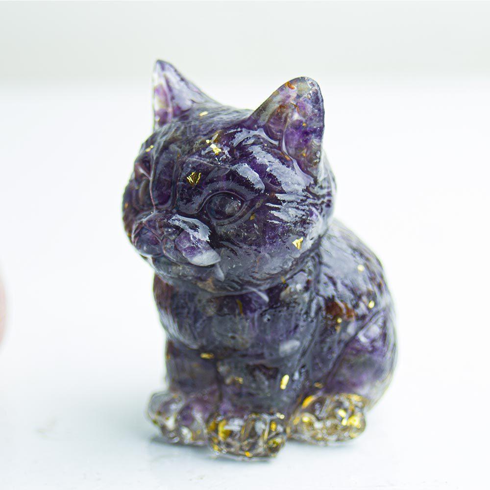 Resin Cat Aquarium Decor With Crystal Resin Resin Art For Home Office Gift