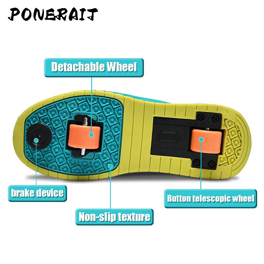 New Women's 2-Wheel Roller Skates Shoes Fashion Girls Sneakers With Wheels Dual-Purpose Roller Skating Casual Shoes Best Gift