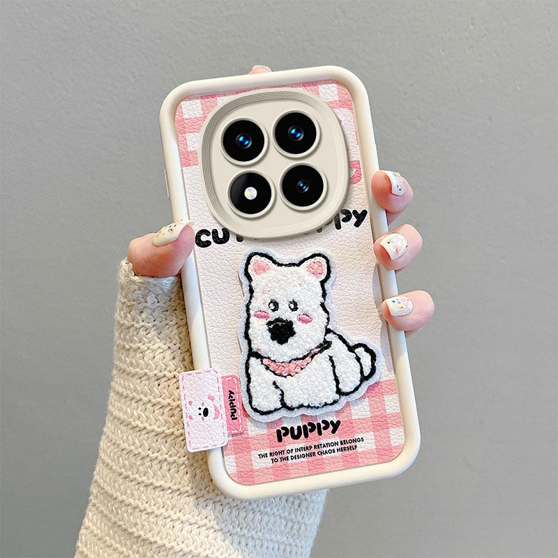 KEYSION Cartoon Cute Plush Embroidery Case for Redmi Note 14 Pro 5G 14 Pro+ with Lanyard Shockproof Phone Cover for Xiaomi POCO X7