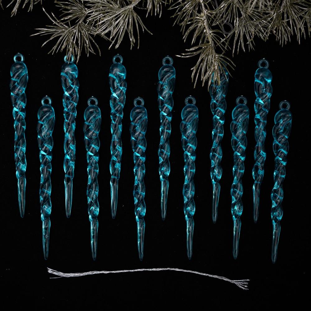 Clear Acrylic Icicle Ornaments Twisted Water Drop Design Snowflake Ornaments Set  Home Decoration