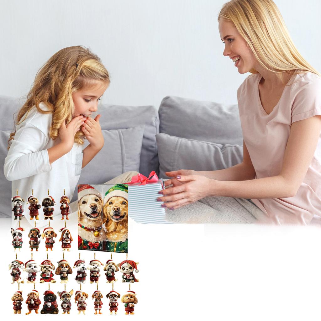 2D Labrador Advent Countdown Box Christmas Tree Decoration Acrylic Pendant Independent Station