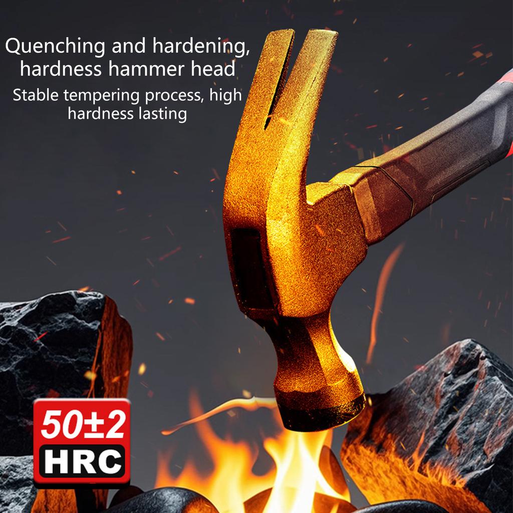 Ergonomic Claw Hammer 400g Carbon Steel Head with Fiberglass Handle for Carpentry Woodworking Construction Task Projects