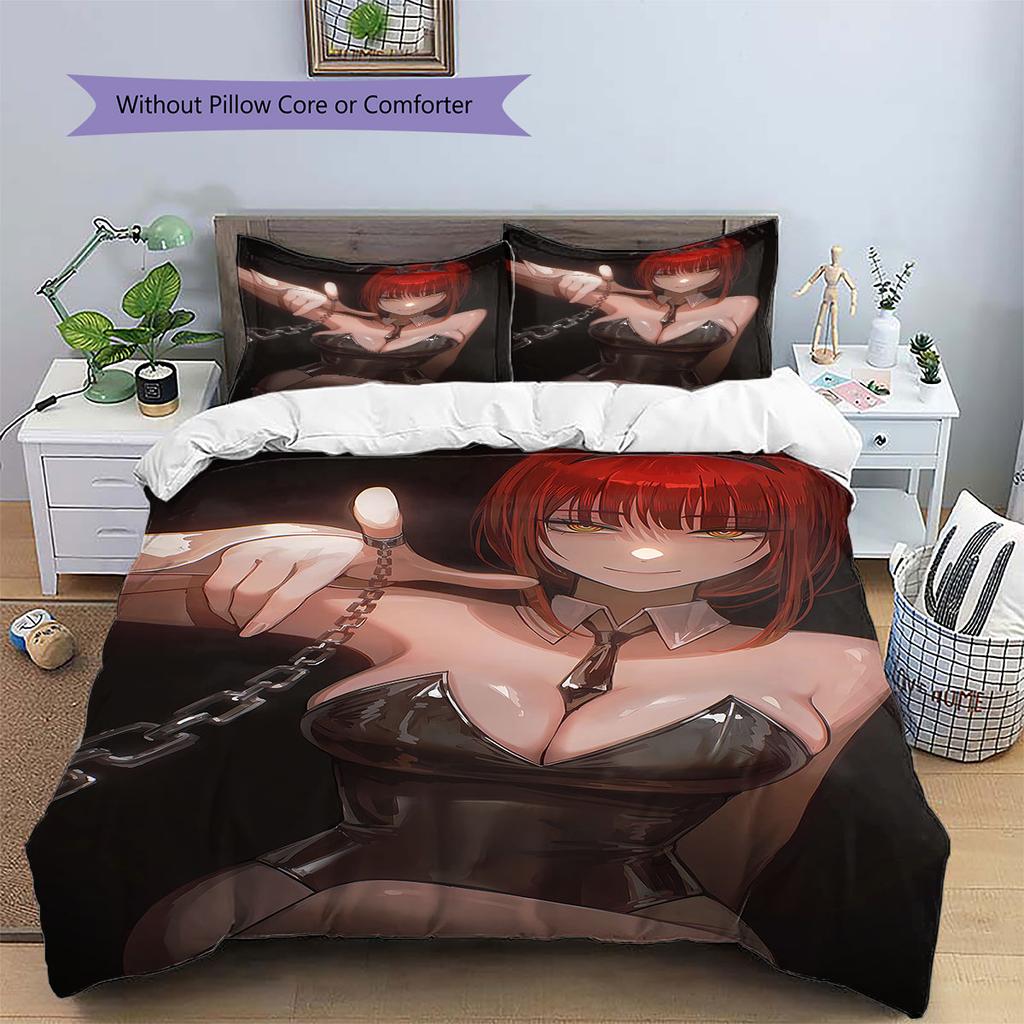 Makima Pattern Bedding,Quilt Set Quilt Cover Pillowcase Home Birthday Gift(1 * duvet cover + 2 * pillowcase, without core)