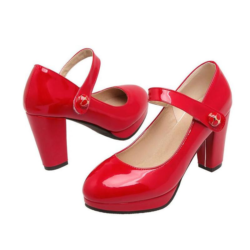 Women Pumps Girls' Shoes Platform High Heels Mary Jane Shoes Lolita High Heels Shallow Round Toe Office Party Wedding Footwear