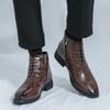 Men Casual Lacing Formal Business Ankle Boots Outdoor Boots Black Shoes Brown High Boots Large Size