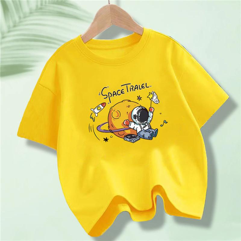 2025 New Kids Explore Space Astronaut Prints TShirt Boys Girls Fashion TShirts Hip Hop Casual Tops 100