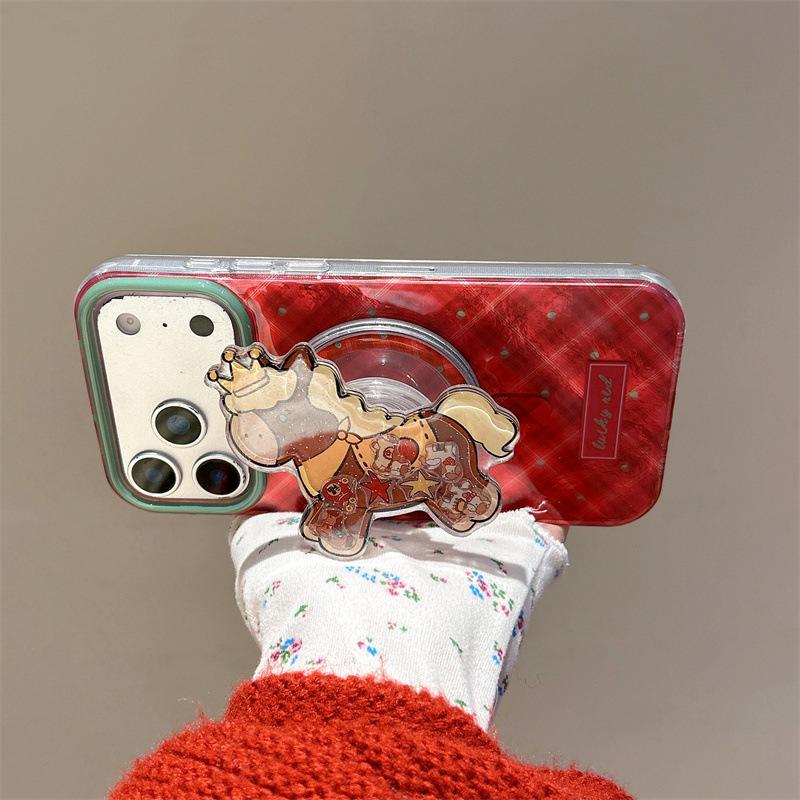 Red Diamond Plaid Magnetic iPhone Case for 17/16 Pro Max/15/14 - New Year Edition iPhone 14 Pro Max