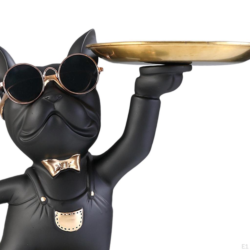 Desk Polyresin Dog Statue Tray Organizer for Living Room Home Decor Snack Holder Decorative Multi