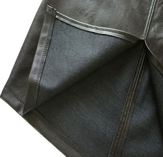 Women's Slimming Leather Pencil Skirt - Mid-Length with Slit
