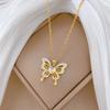Titanium Steel, Empty Zircon Butterfly Light Luxury Temperament Gorgeous Full Diamond Necklace Female Versatile Collarbone Chain Titanium Steel Chain