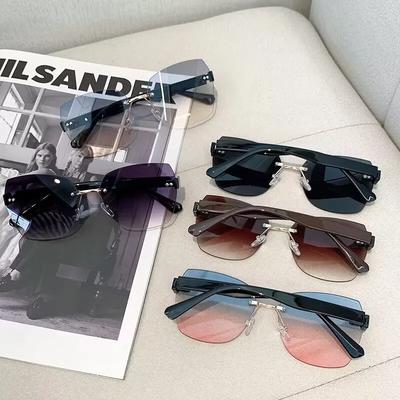Modische Randlose Strand Gradient Sonnenbrille Original Damen Retro Marken Brillen UV400 Brillen