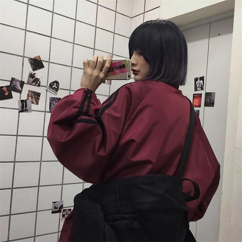 Oversize Jacken Damen Harajuku Sonnenschutz Koreanischer Windbreaker Jacke Mantel Reißverschluss Streetwear Frühling Herbst Oberbekleidung