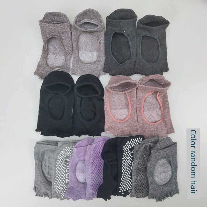 

10 пар носков с пятью пальцами для йоги на весну и лето, женские из чистого хлопка, с коротким голенищем, спортивные носки с пальцами, фитнес, нескользящие с дозатором, с открытыми пальцами Variegated 5 pairs of exposed toe