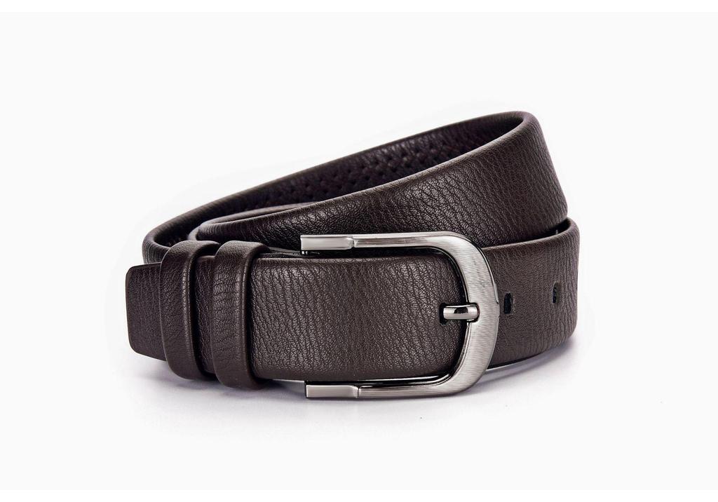 Men's Genuine Leather 3.8cm Pin Buckle Lychee Pattern Belt Jeans Accessory