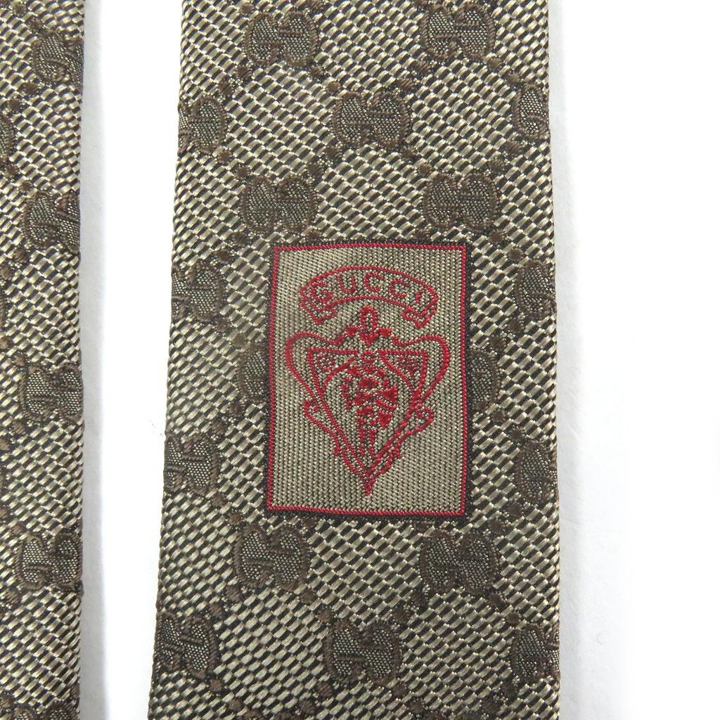 Pristine GUCCI tie GG logo all-over pattern web line beige silk mens 221582 Used