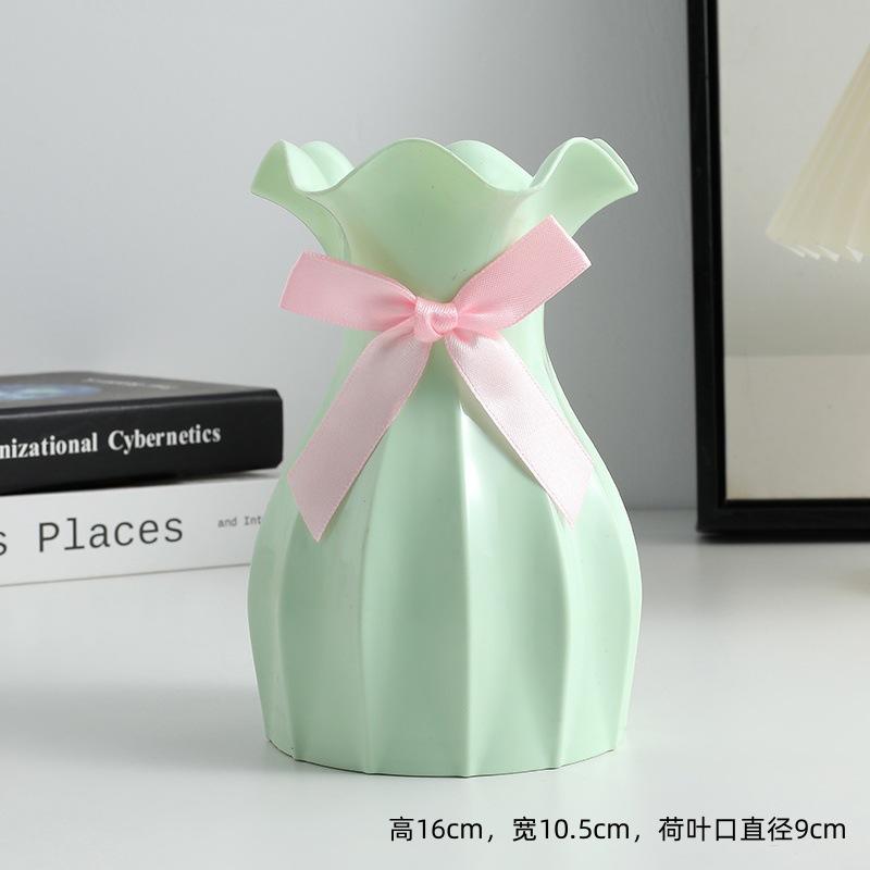 Nordic Style Plastic Vase, Simple Hemp Rope Bow Decor, Living Room Dry Flower Vase