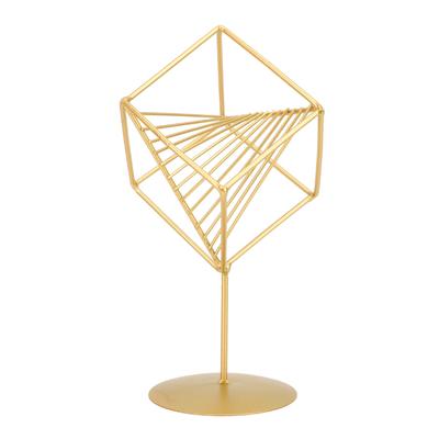 Gold Geometric Table Decor Creative 3D Iron Geometric Sculpture Compact Art Ornament Decor for