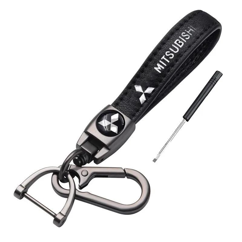

Leather Car Keychain Key Ring Car Accessories for Mitsubishi Outlander Sport L200 Xpander MPV Eclipse Cross Mirage
