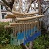 Handmade Sea Glass Wind Chimes for Outside Coastal Style Hanging Wind Chime with Wooden Hanger for Home Wall Garden Decor Gifts for Mom Women