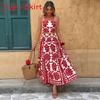 Set di Vestiti Lunghi Senza Maniche con Stampa Floreale Bohemien per l'Estate Casual da Donna