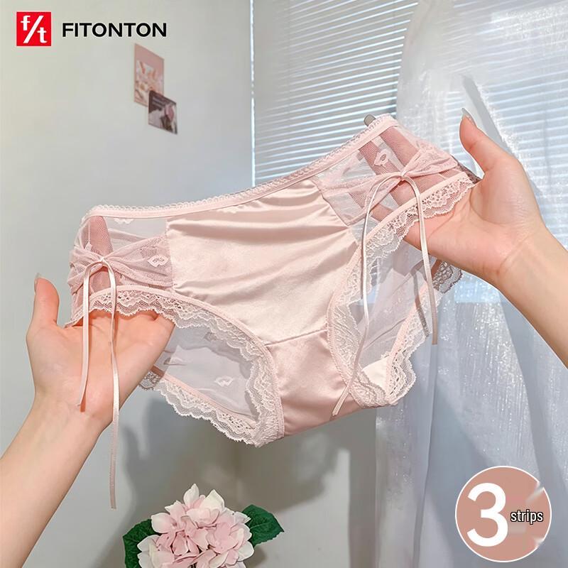 Женские кружевные сатиновые дышащие трусы FitonTon (2-Pack) M