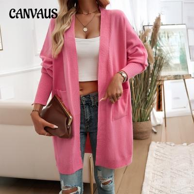 Women's Autumn and Winter Bat Sleeve Temperament Cardigan Solid Colour Sweater Jacket