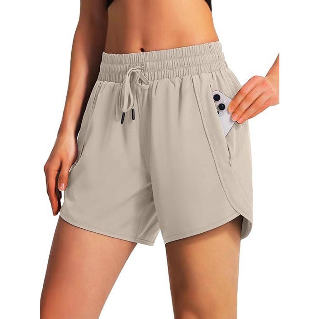 Pantaloncini Sportivi da Corsa da Donna, Pantaloncini Asciugatura Rapida con Tasche con Zip