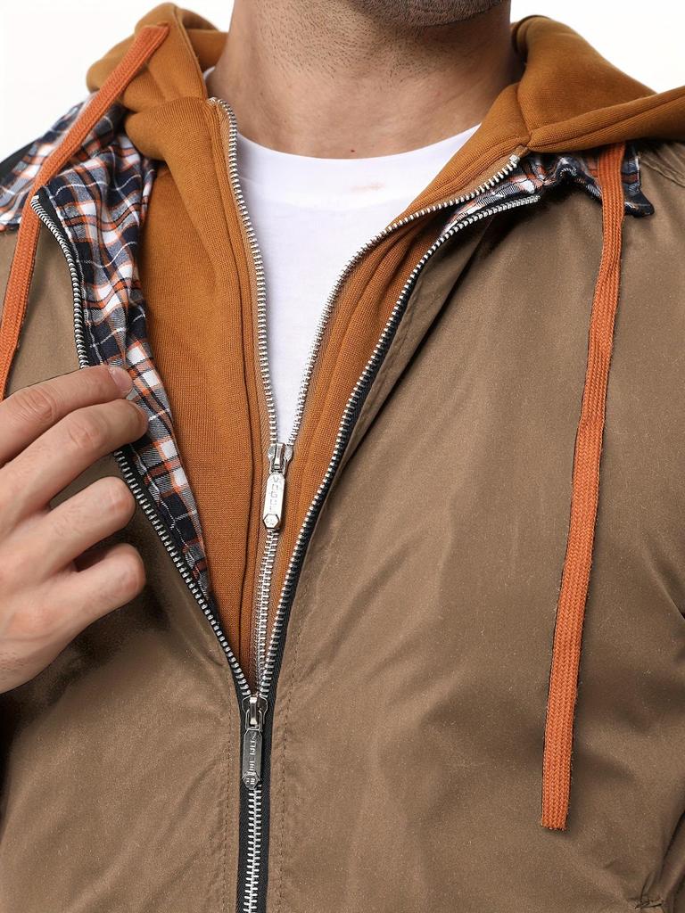 Men's Thick Solid Color Hooded Jacket for Spring, Autumn, and Winter - Air Force Style Casual Wear