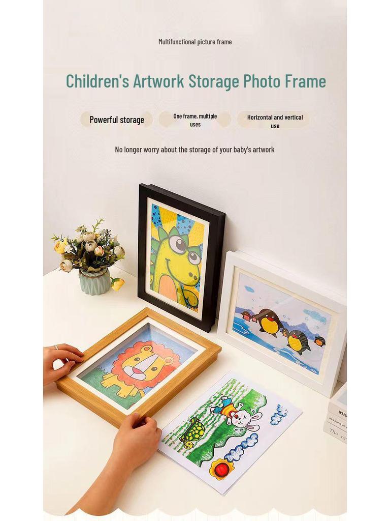 Children's Magnetic DIY Wall Art Frame: Punch-Free Multifunctional Display.